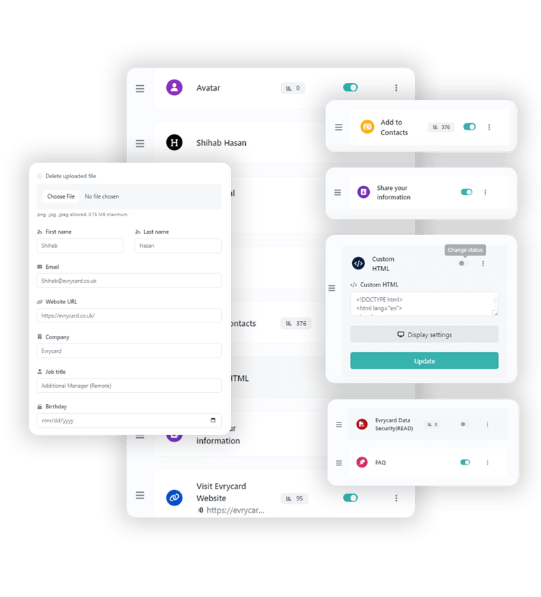 digital business cards profile setup