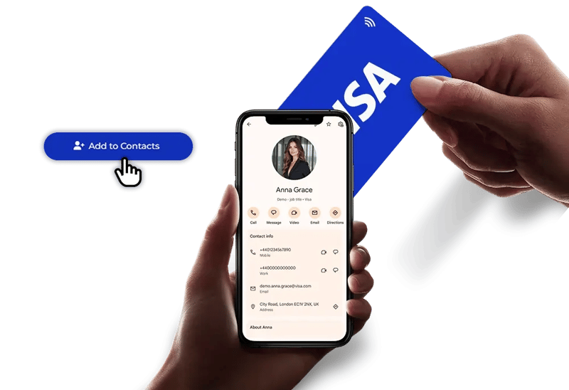 Visa digital business cards and profile example