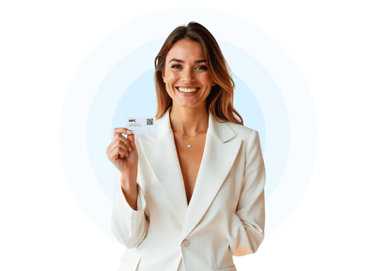 Women with Digital Business Card