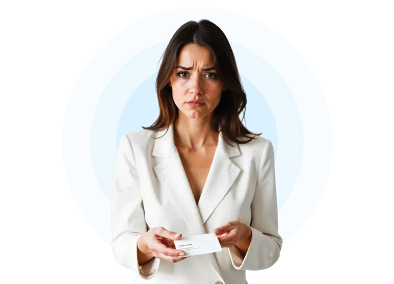 women sharing paper business card