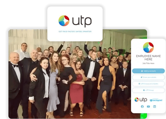 UTP Group team image alongside a branded Evrycard