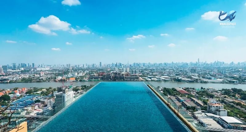 Rooftop infinity pool offering breathtaking city vistas.