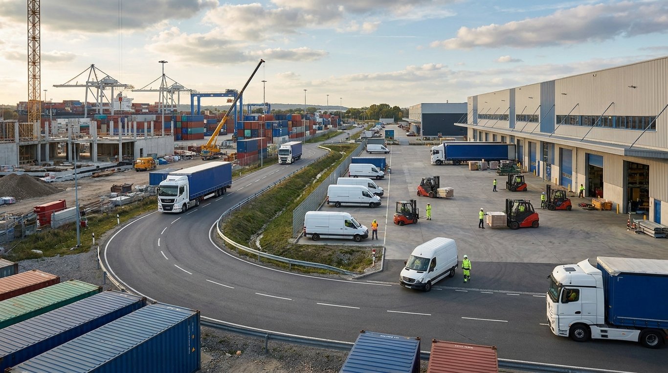 Integrating Fleet Routes, Site Logistics, and Worker Movement