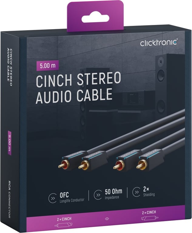Clicktronic Stereo RCA Male to Male (st. Audio) 5m