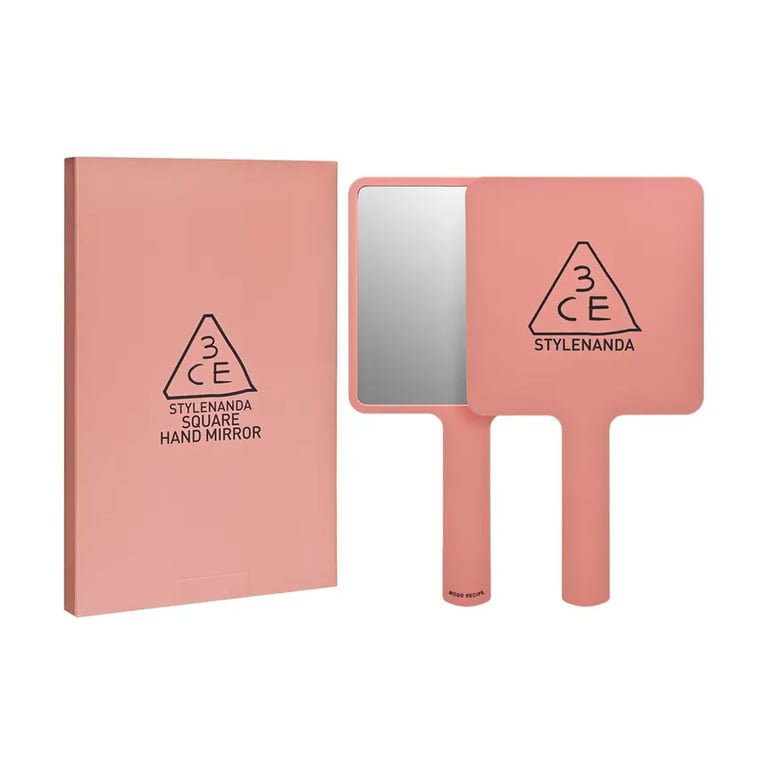 3CE SQUARE HAND MIRROR #ROSE BEIGE - KOREAN PORTABLE MAKEUP 162.6g