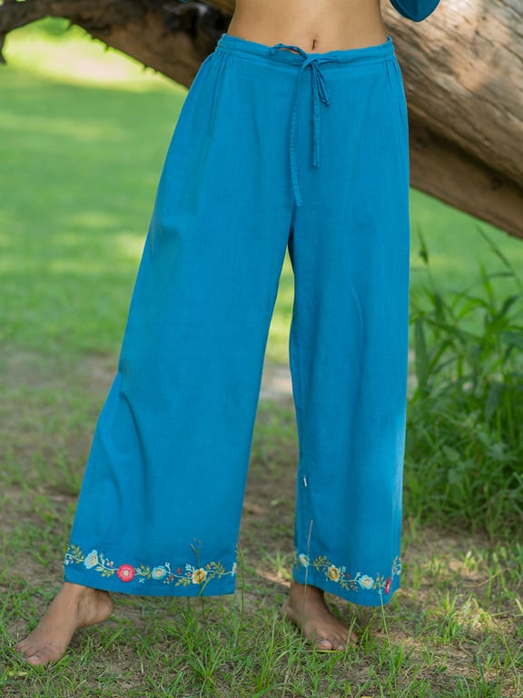 Palazzo Pant :  Deep Blue Cotton Slub