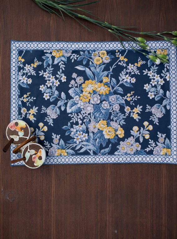 THE SHOP PALMEROS NAVY COTTON SHEETING SOLID BACKING DOOR MAT 20X14 IN
