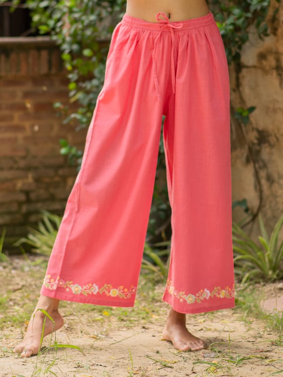 Palazzo Pant :  Red Cotton Slub