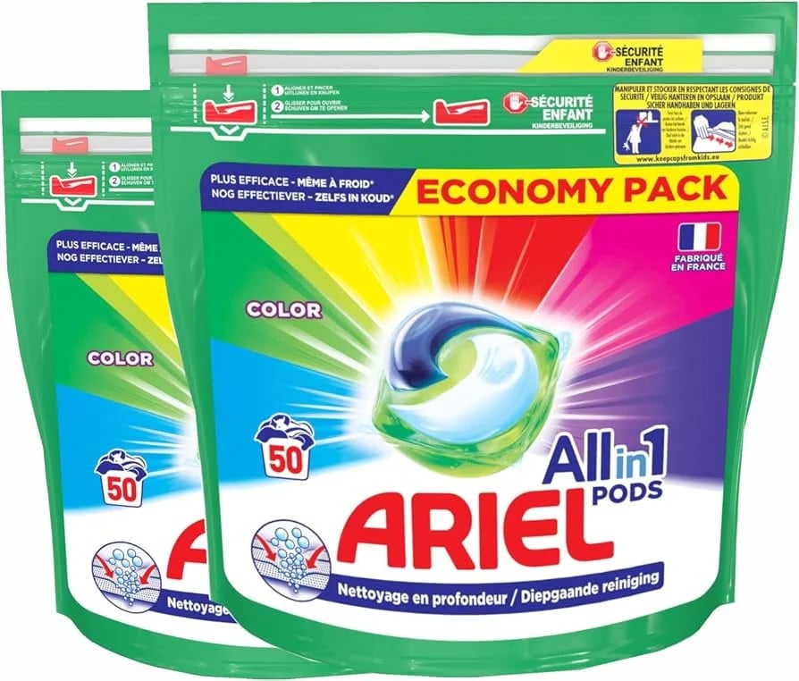 ARIEL COLOR LAUNDRY DETERGENT PODS 2X50 PIECES 100 COUNT