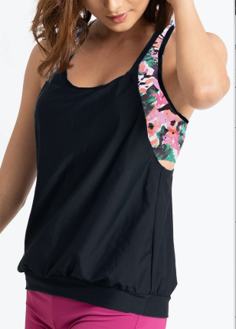 FUNFIT OVERLAY BLOUSON TANKINI TOP PALETTE PRINT - SIZE M SWIMSUIT
