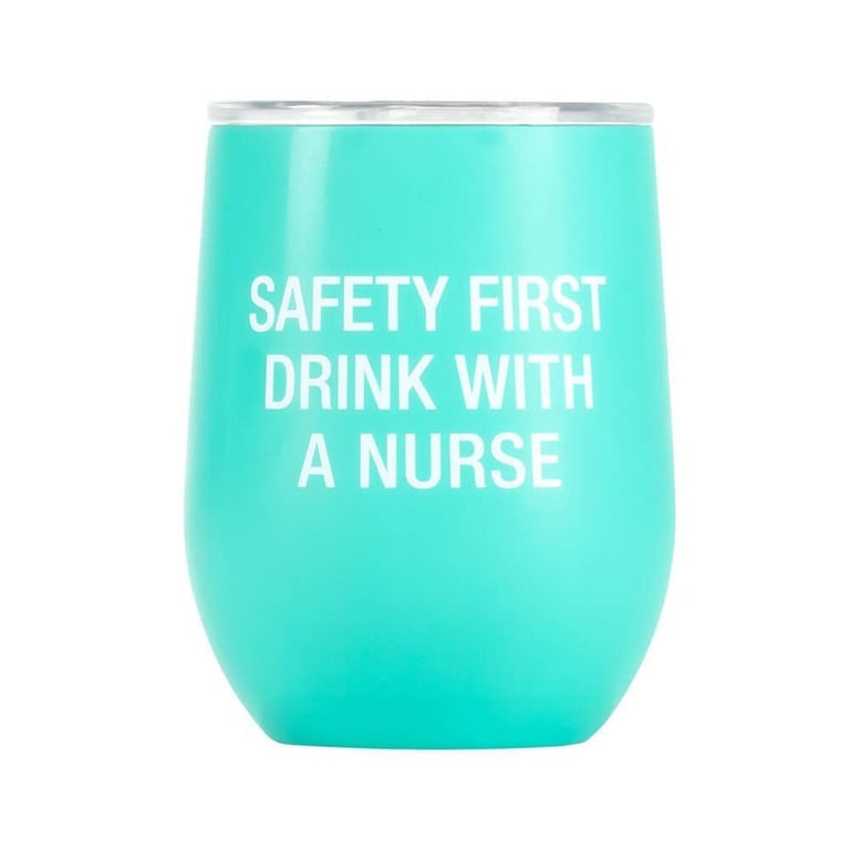 THERMAL WINE TUMBLER: SAFETY FIRST NURSE (AQUA)