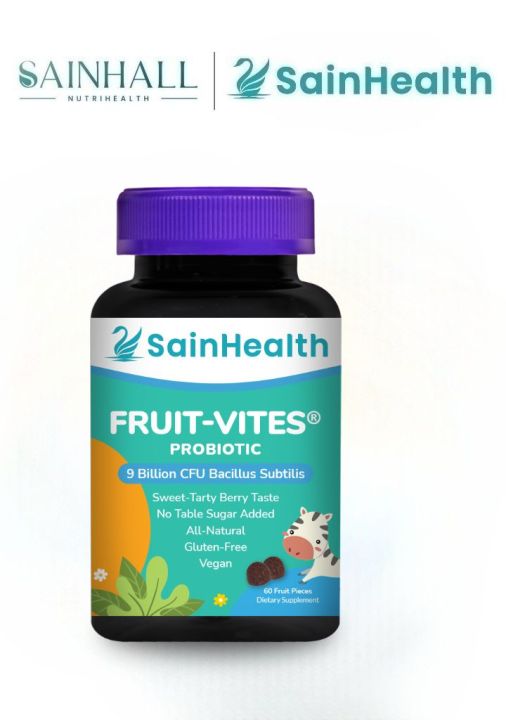 SainHealth Fruit-Vites Probiotic 9 Bil CFU Bacillus Subtilis, 60 fruit pieces