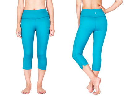 FUNFIT COMPRESSION CAPRI LEGGINGS 3/4 AQUA WITH KEEPERBAND - SIZE S