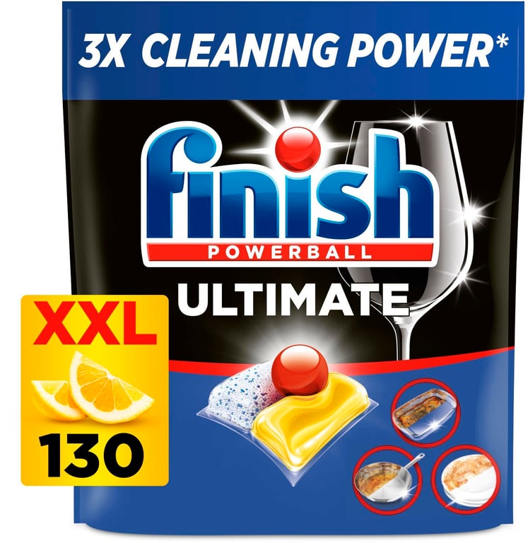 FINISH ULTIMATE DISHWASHER TABLETS LEMON GREASE REMOVER 130 PIECES
