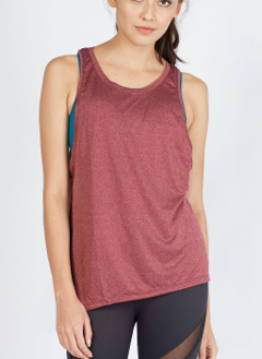 FUNFIT OVERSIZED LOOSE BOYFRIEND TANK TOP - HEATHER RED - SIZE M
