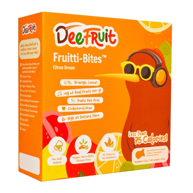DEEFRUIT FRUITTI-BITES CITRUS DREAM FRUIT SNACKS 24 SACHETS X 22g