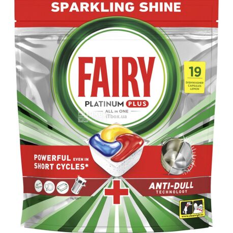 FAIRY PLATINUM PLUS LEMON DISHWASHER TABLETS 19 COUNT