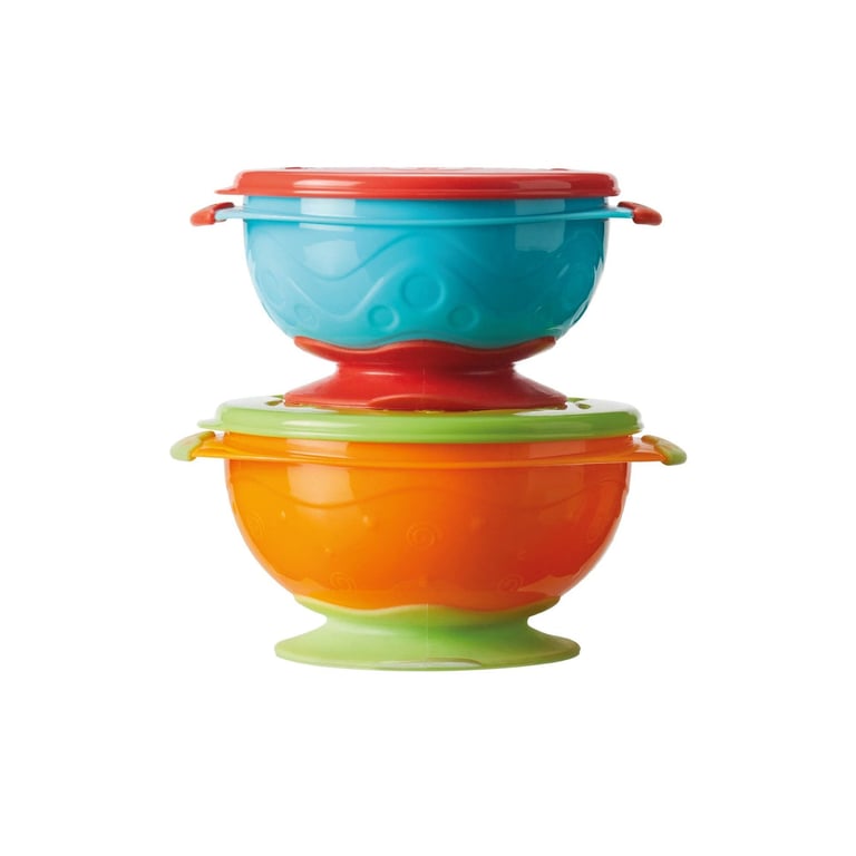 Nuby Stackable Suction Bowls with Lids 2 Pack