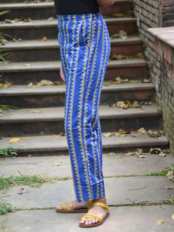 THE SHOP SLIM FIT PHOENIX BLUE COTTON POPLIN TROUSERS SIZE XS