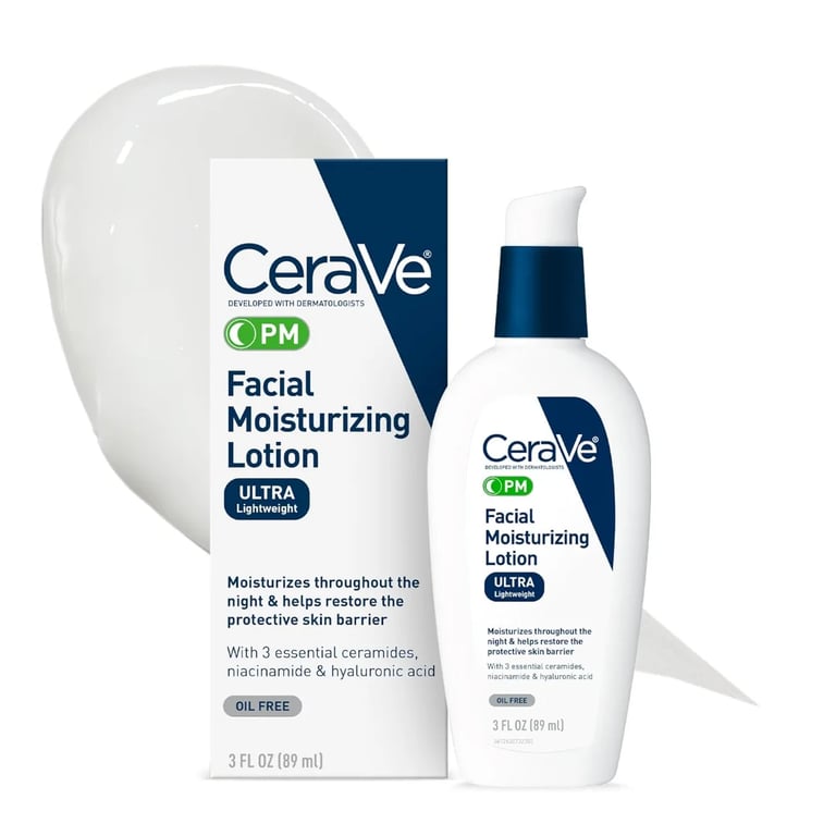 CERAVE PM FACIAL MOISTURIZING LOTION HYDRATING FACE CREAM 3 oz
