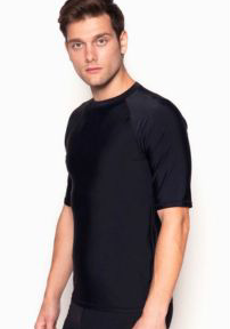 FUNFIT MEN'S SHORT SLEEVE RASH GUARD TOP BLACK XL