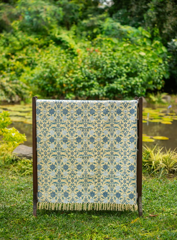 THE SHOP TARA BUTTER COTTON HANDLOOM PRINTED RUG REVERSIBLE 47X71IN