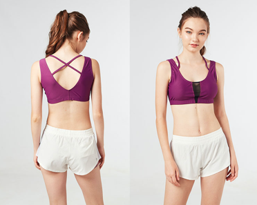 FUNFIT CROSSBACK MESH CROP TOP PURPLE 2XL ATHLEISURE ACTIVEWEAR