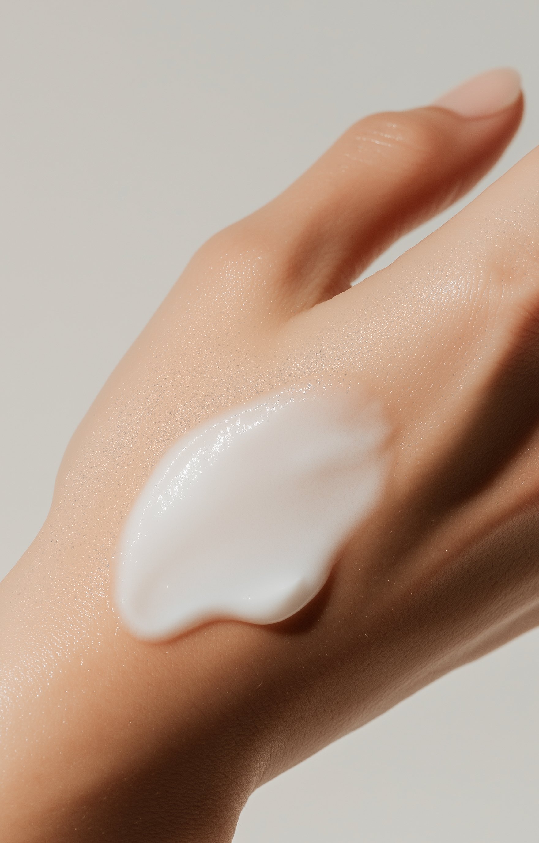 Moisturized skin hand detail