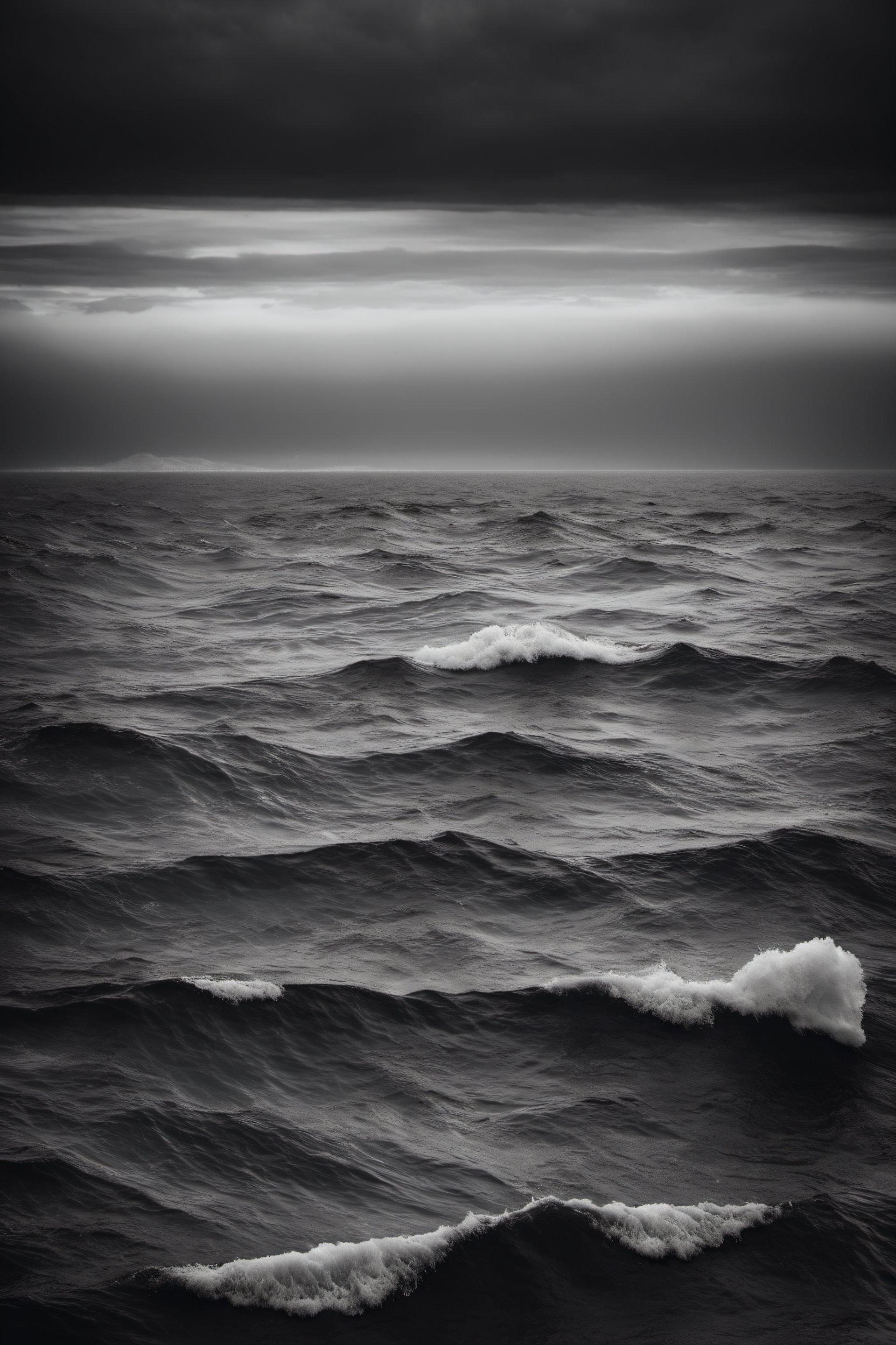 black and white sea