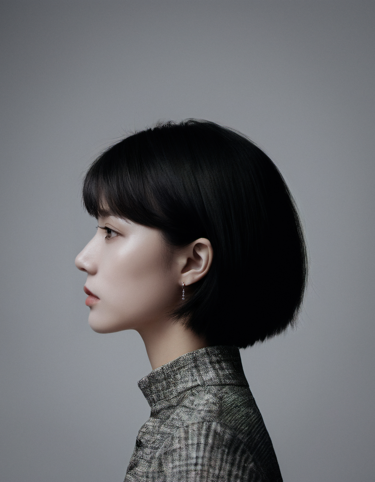 Short hair korean model
