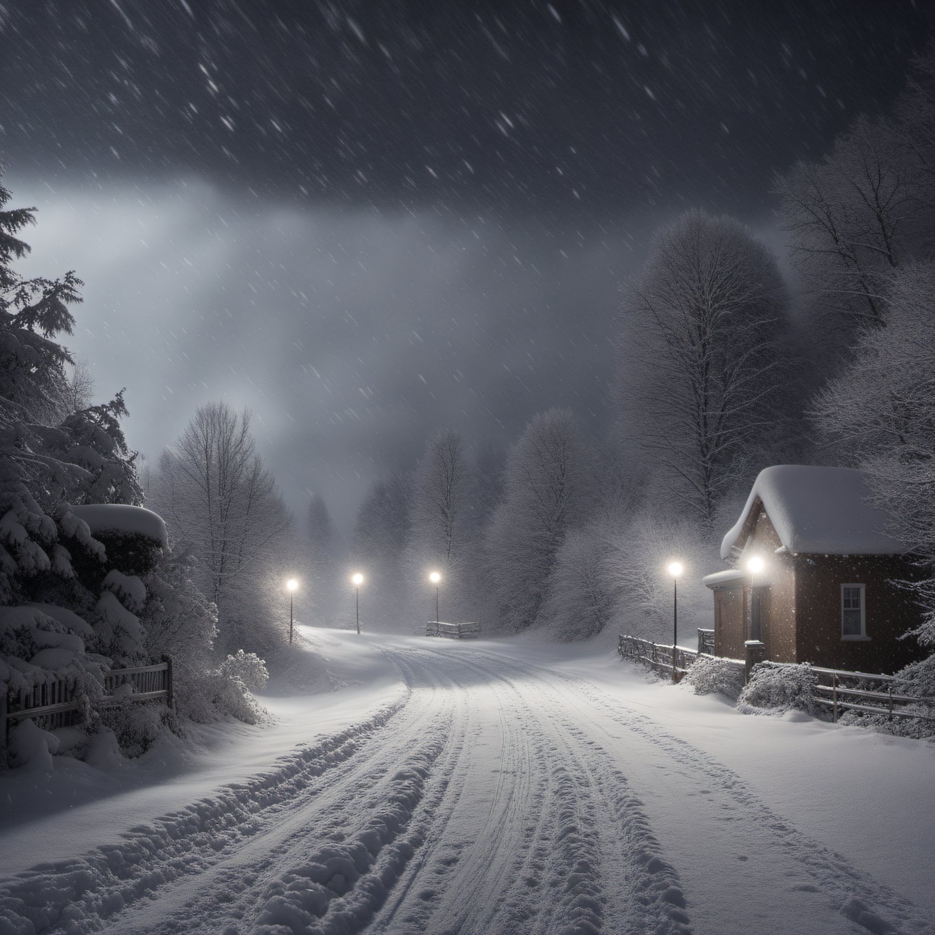 a snowy night