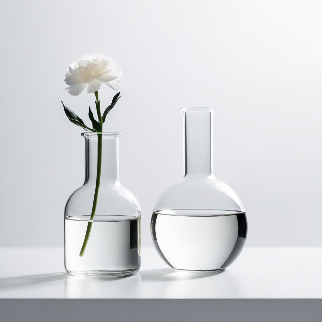glass flask with a white carnation