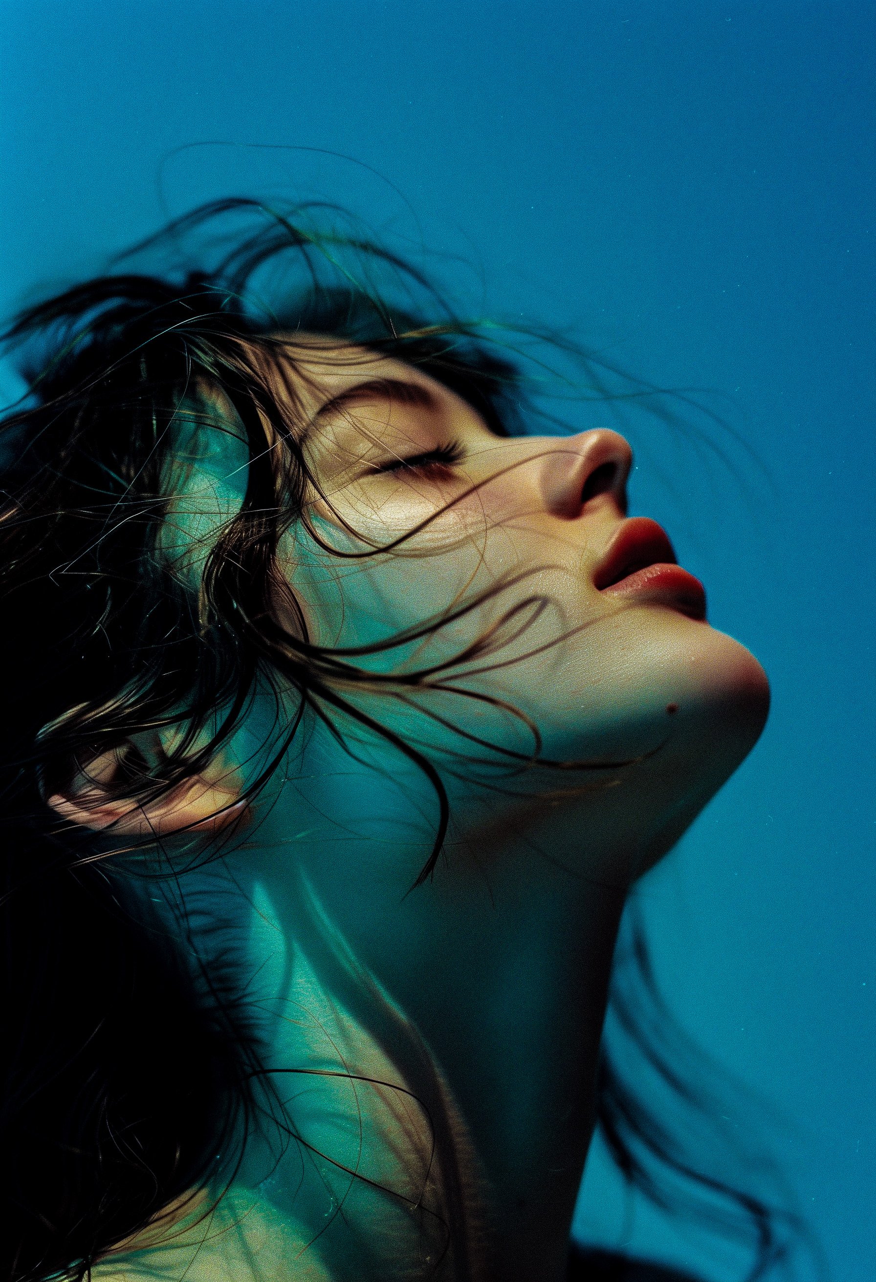 close-up photo of a girl with her eyes closed