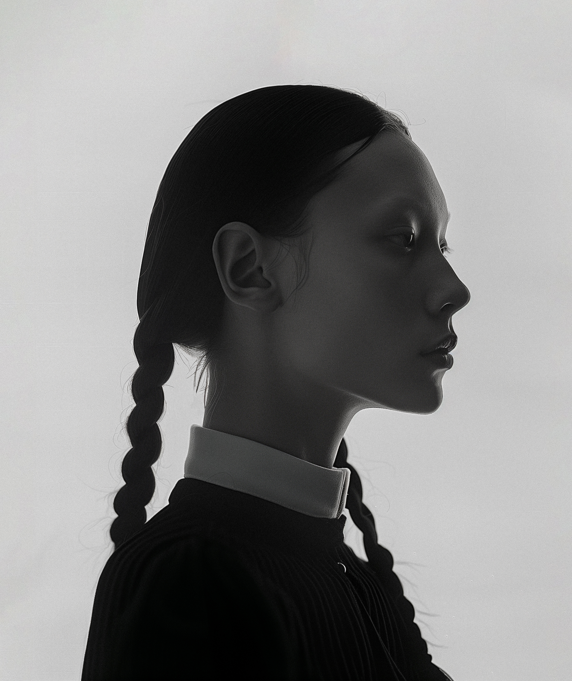 Braided hair girl side view