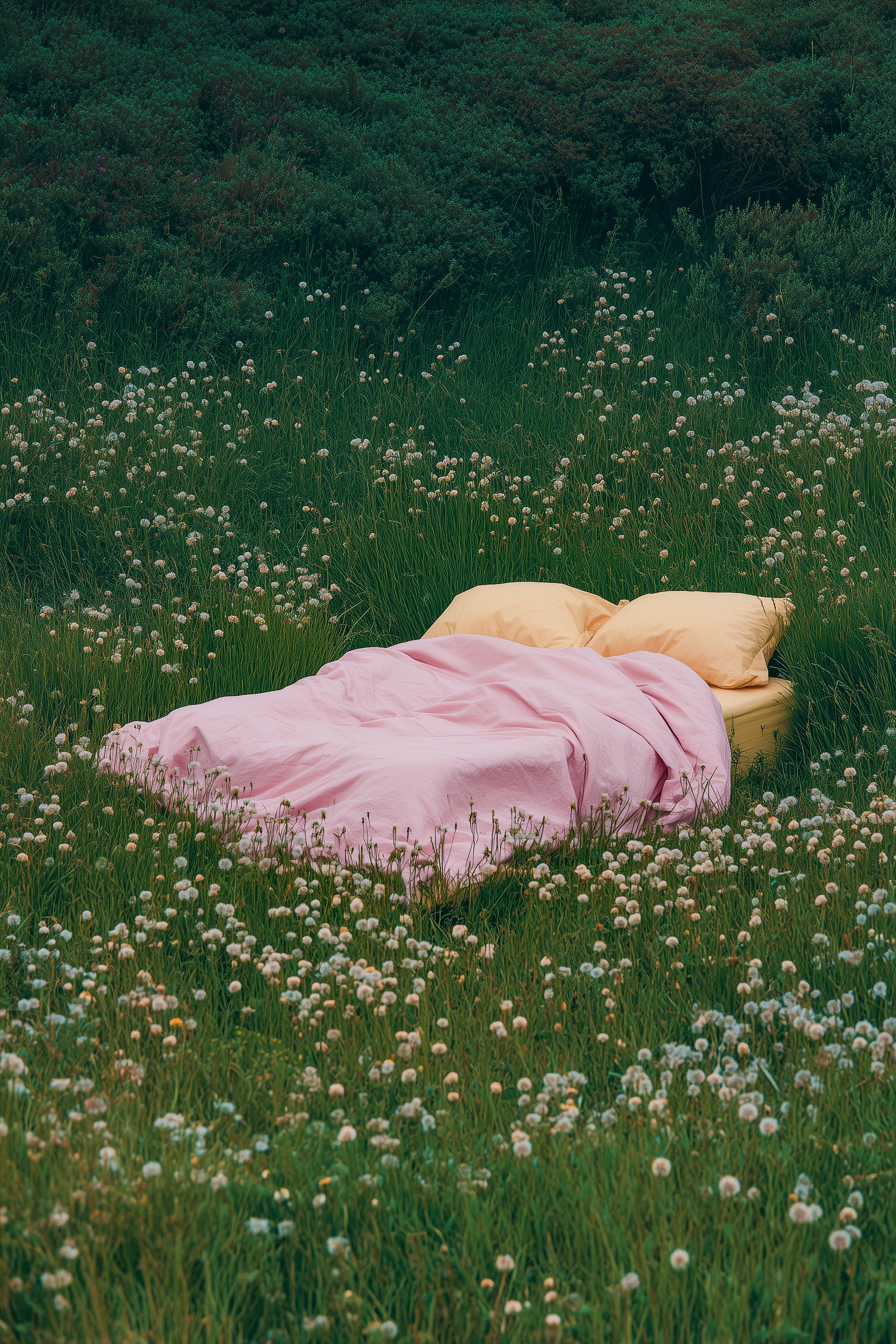 Bed in meadow