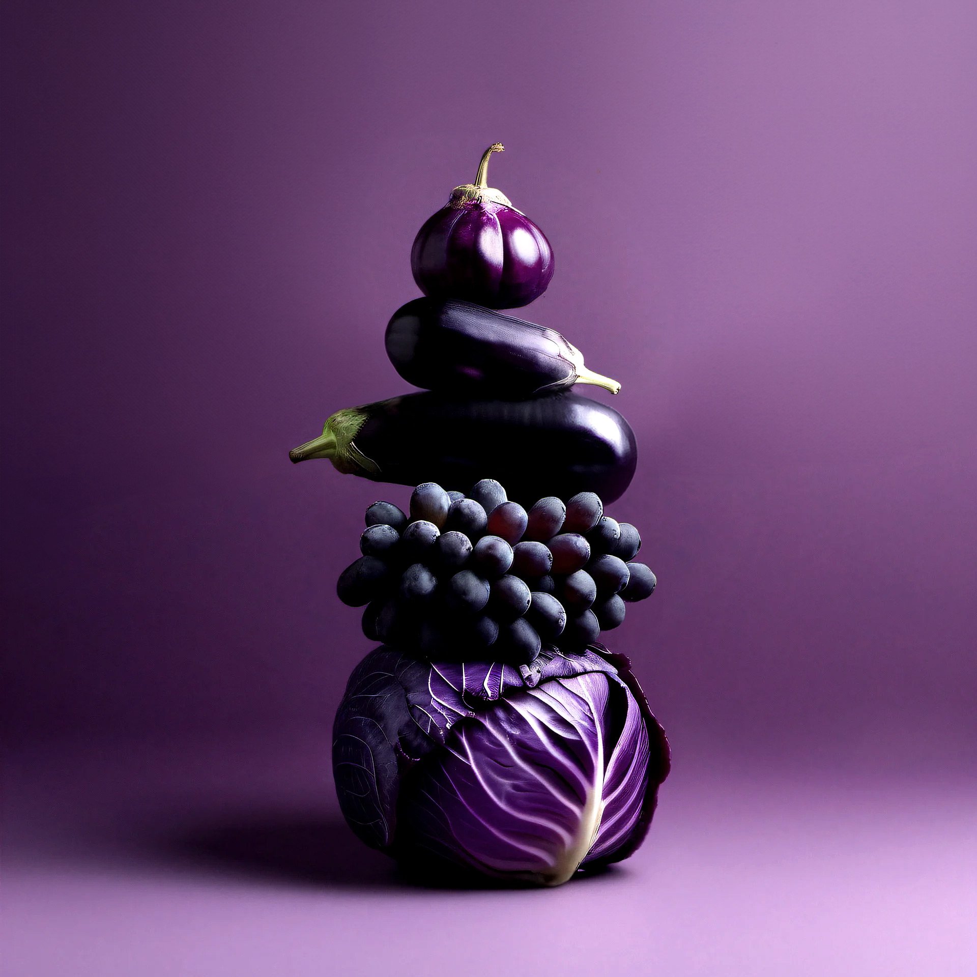 Balanced purple vegetable stack