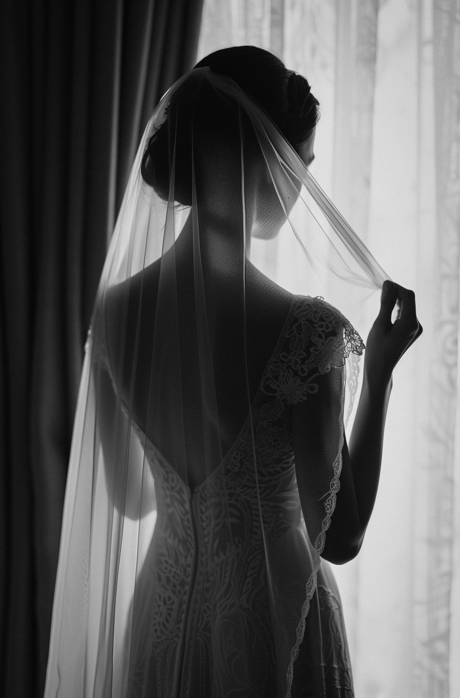 silhouette of bride
