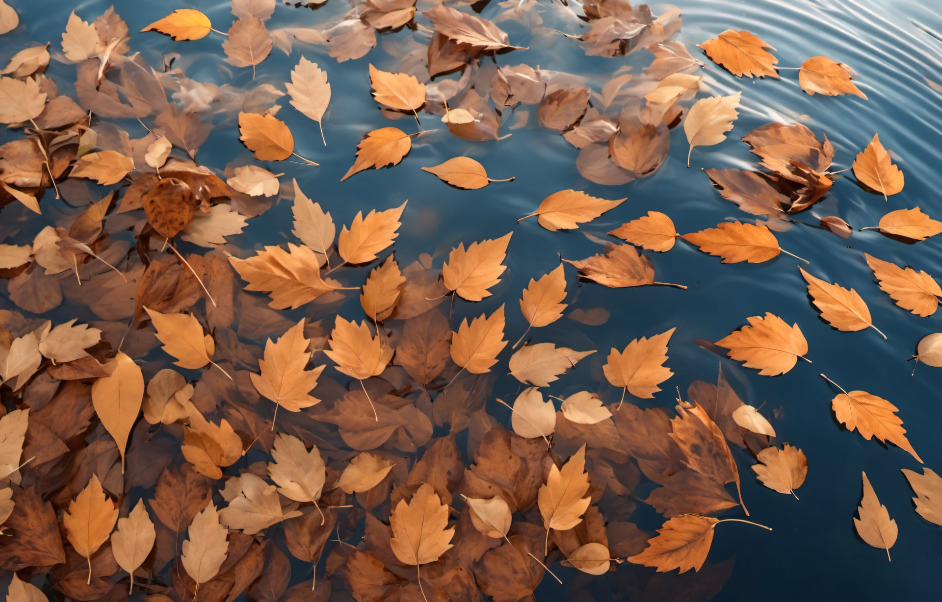 autumn leaves on water