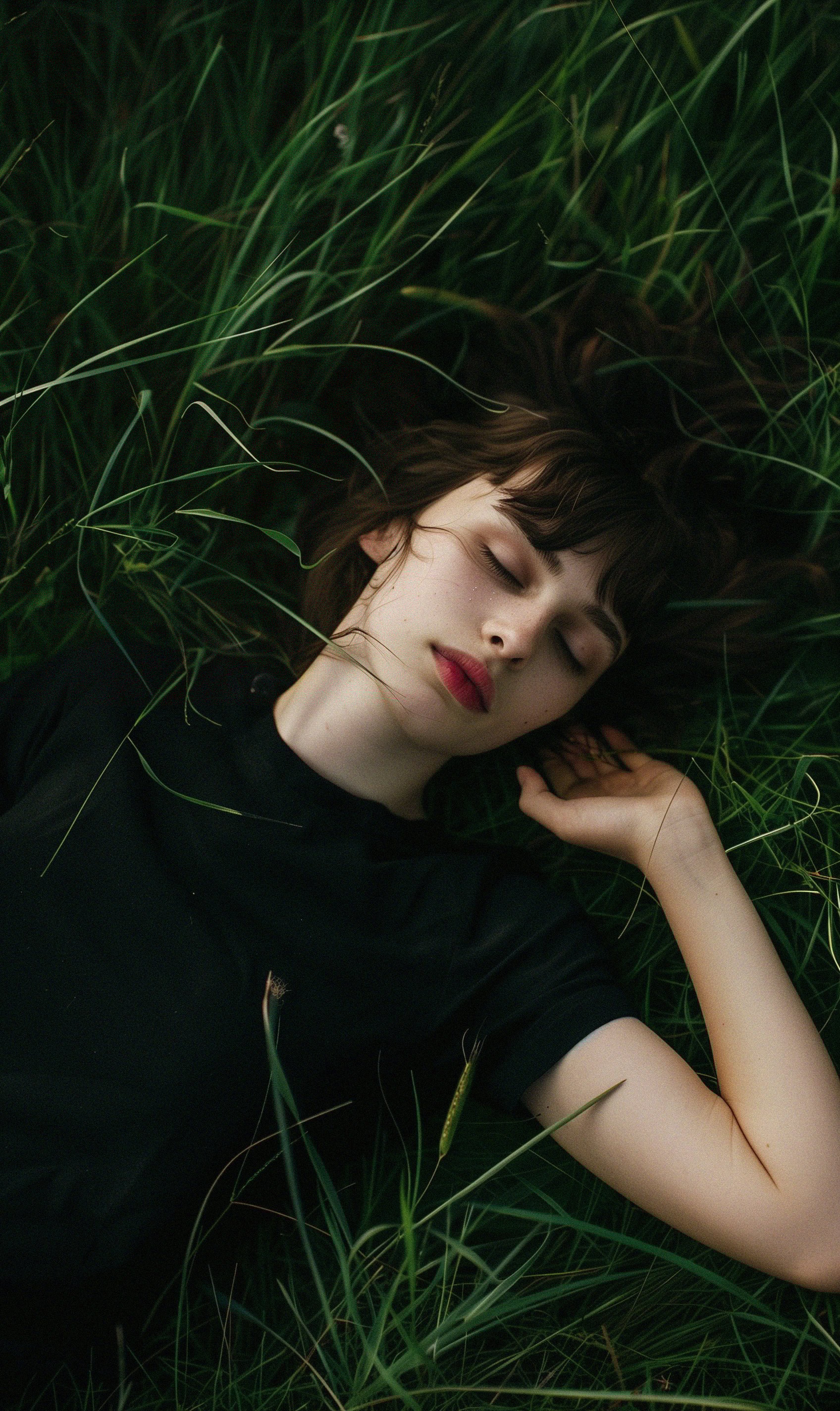 A Girl Lying on the Grass