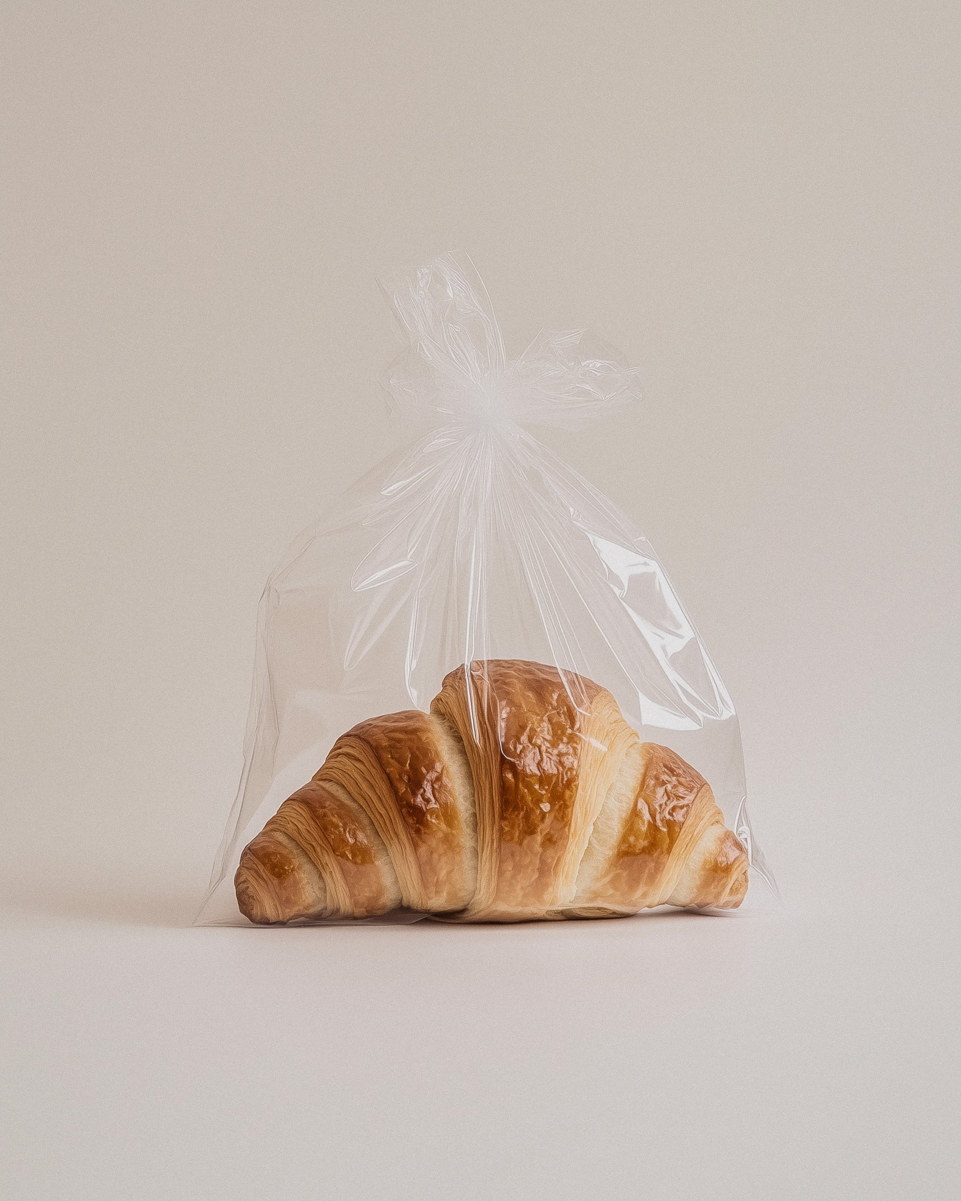 Croissant in Clear Plastic Bag