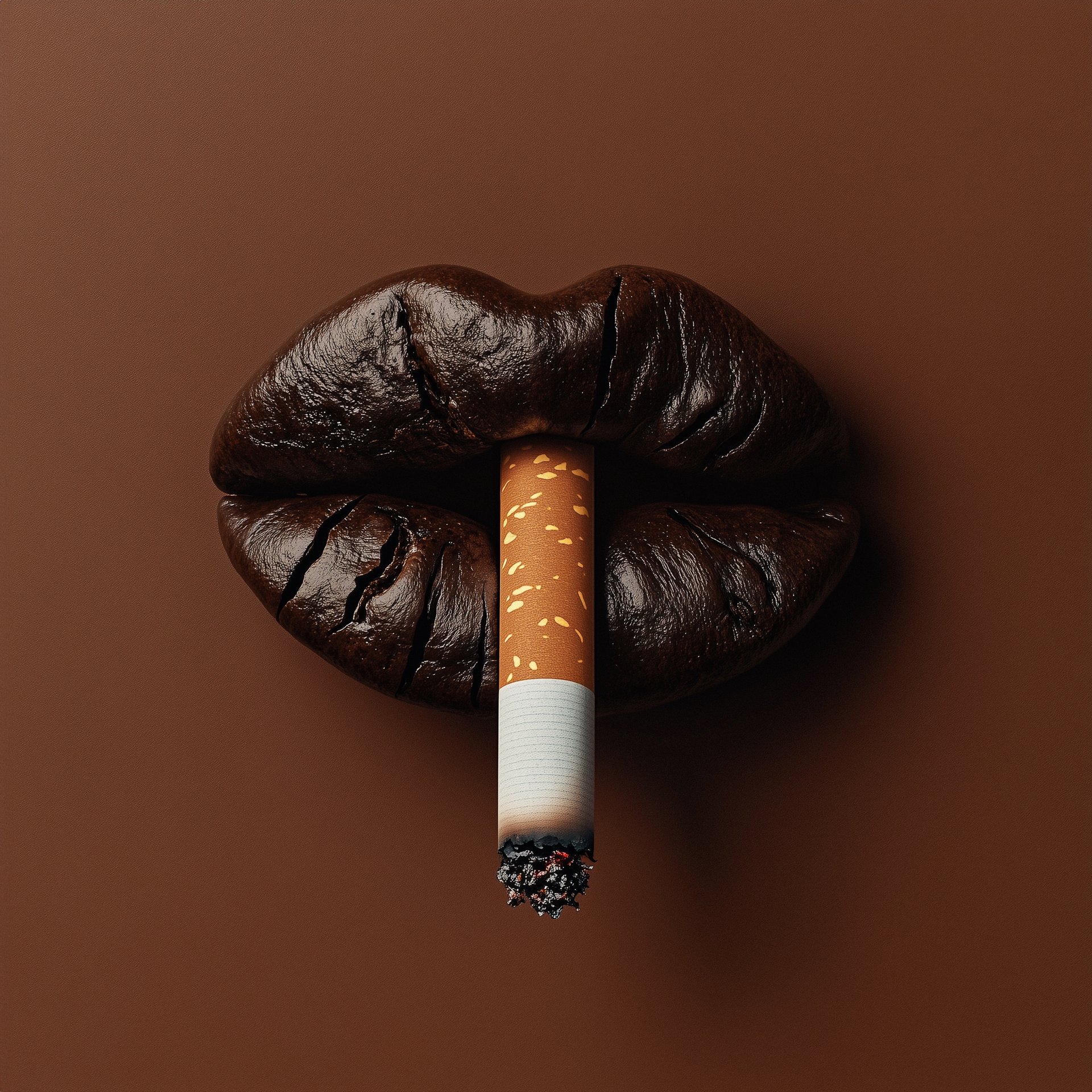 Coffee Bean Lips with Cigarette