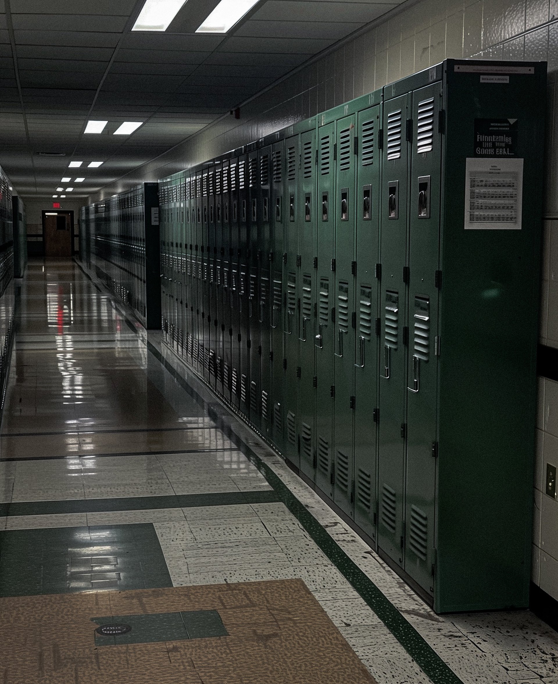 School lockers in the hallway