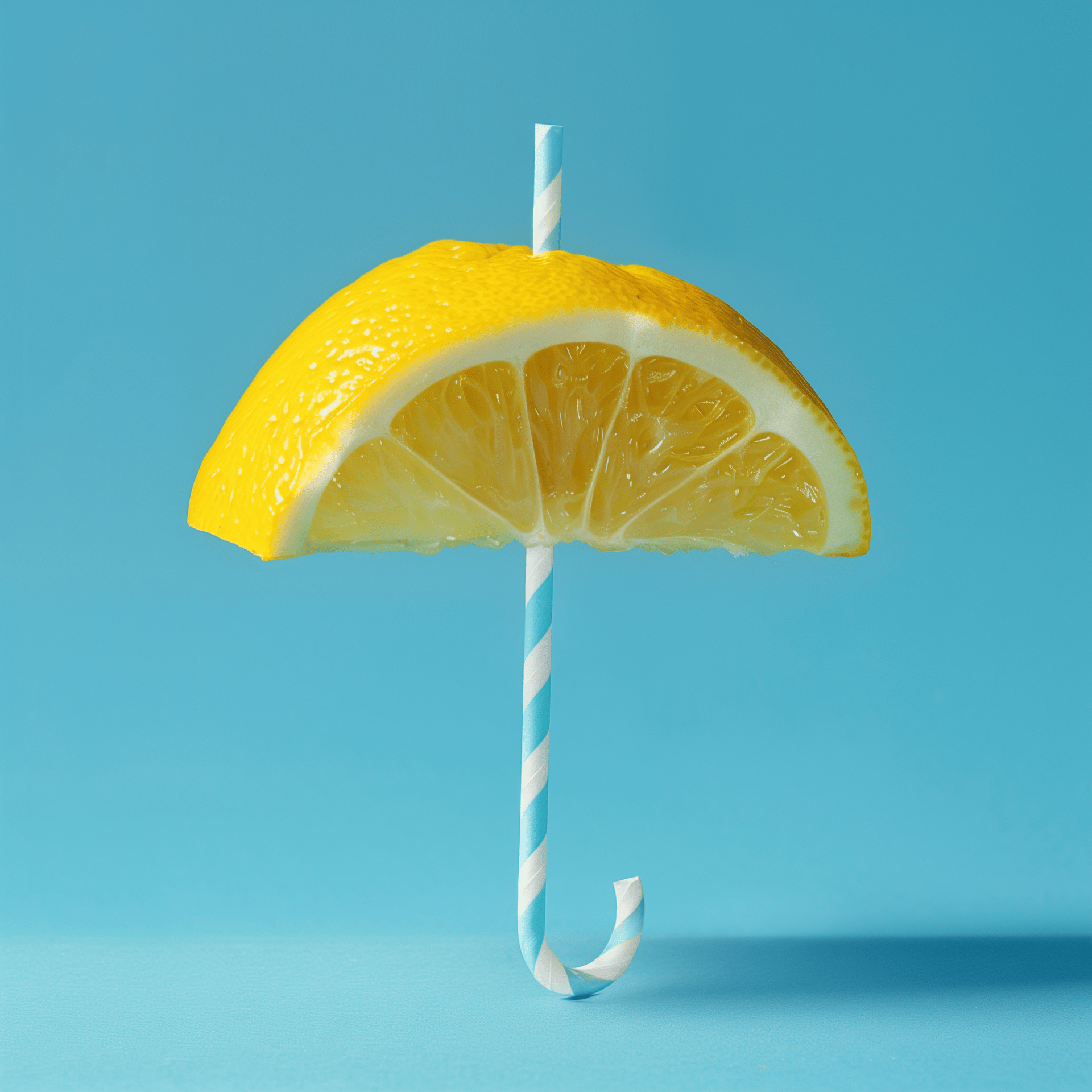 lemon umbrella with straw stick