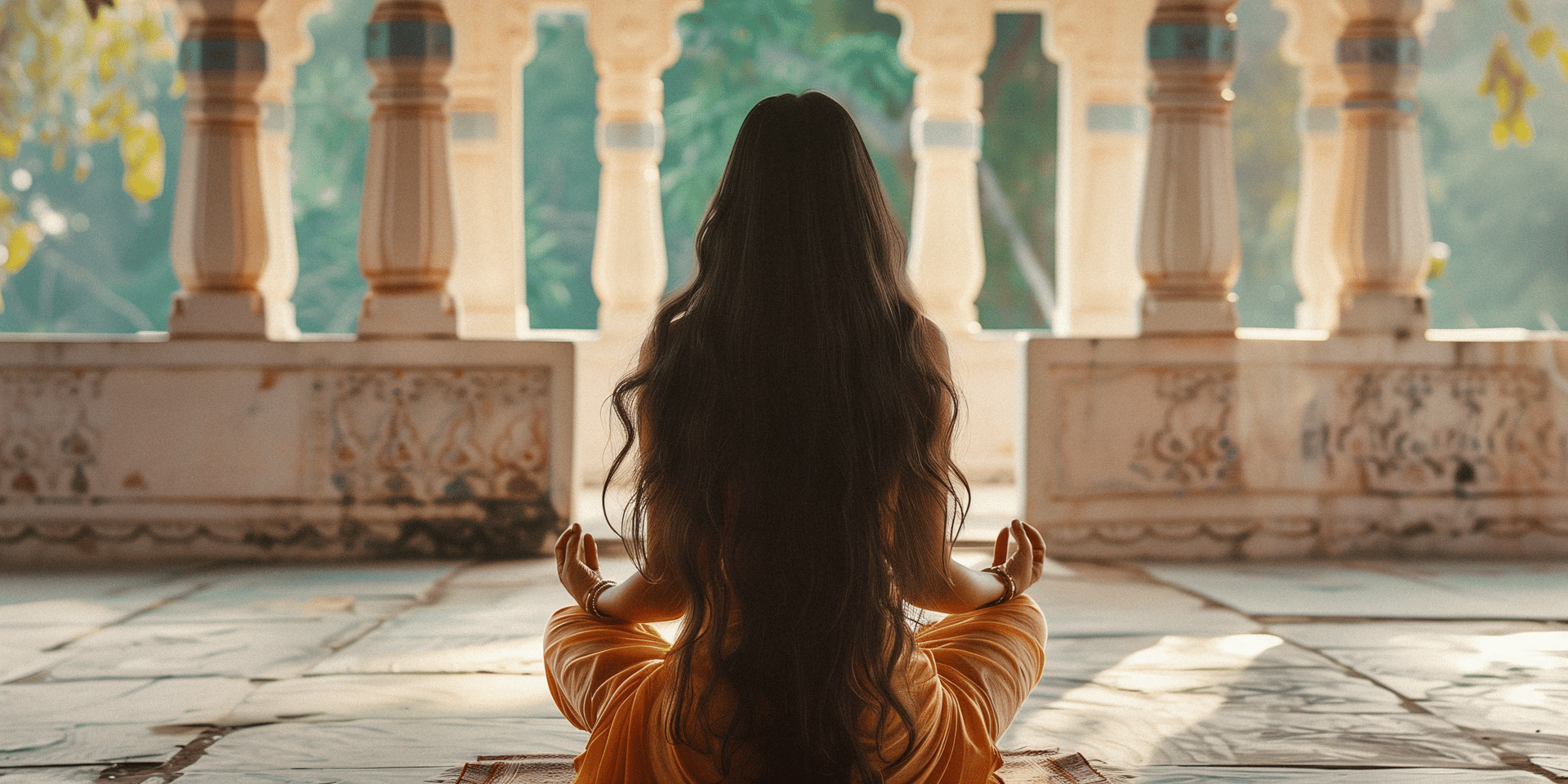 An Indian woman yoga back view