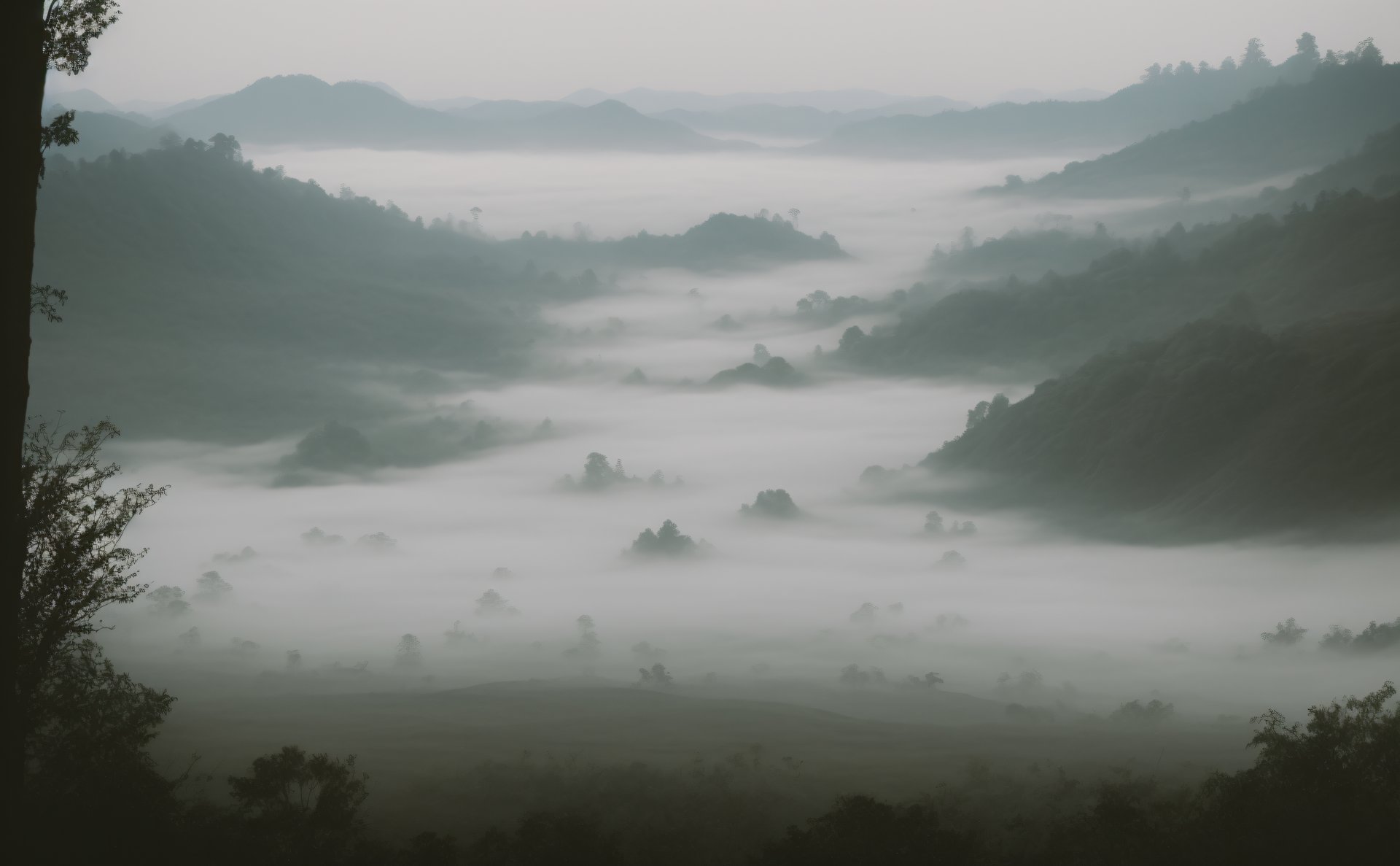 mist morning forest