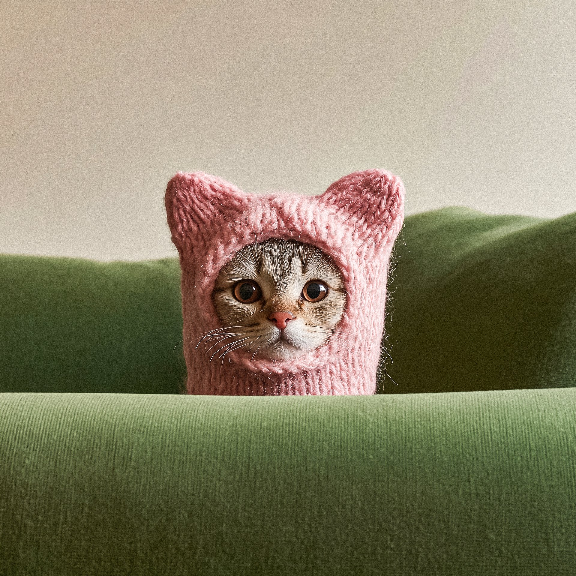 Kitten In Pink Balaclava