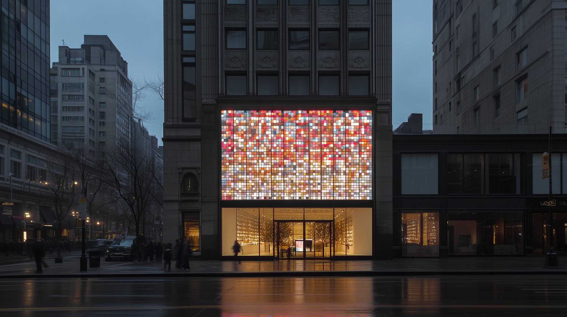 City lights vibrant glow