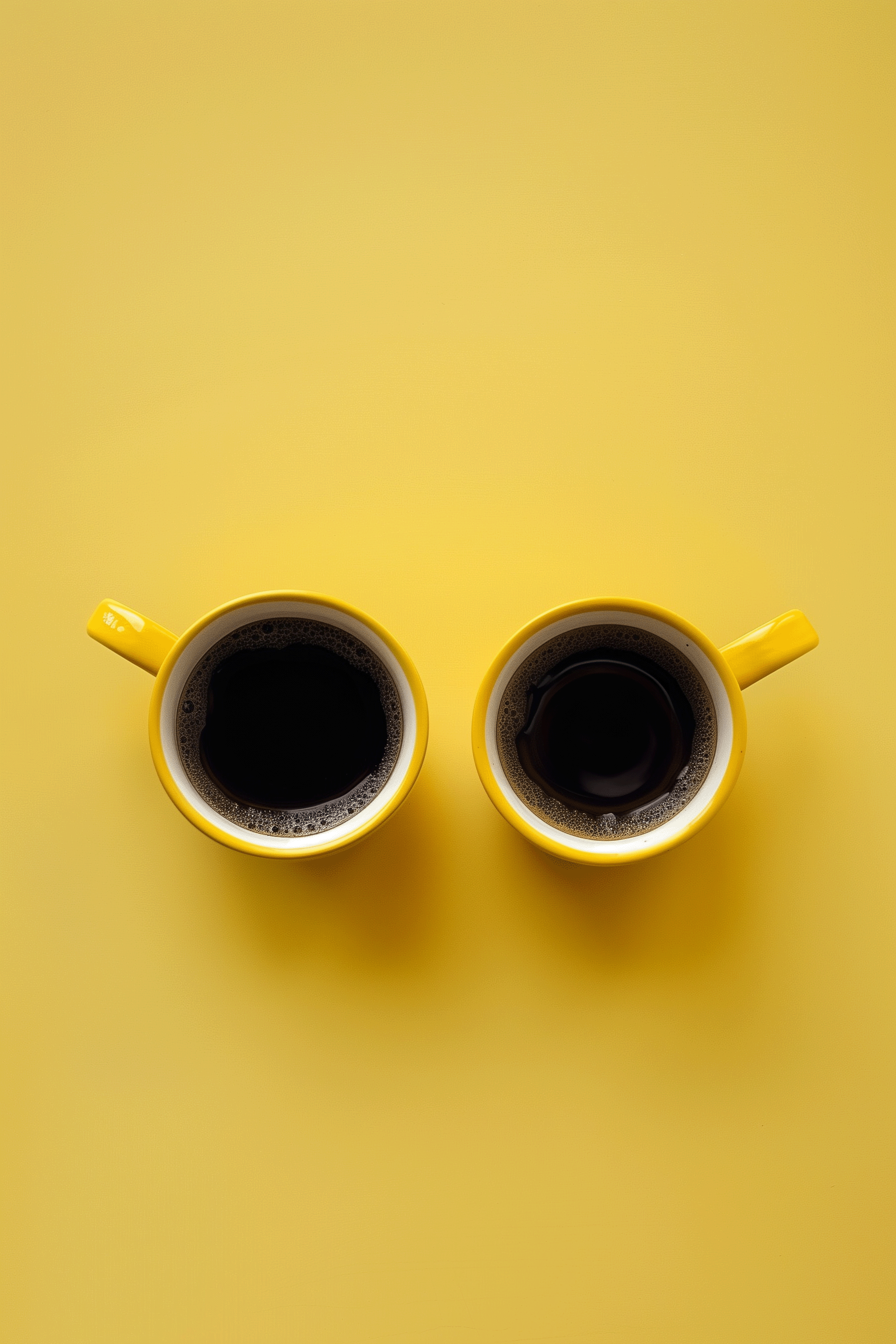 two coffee yellow cups