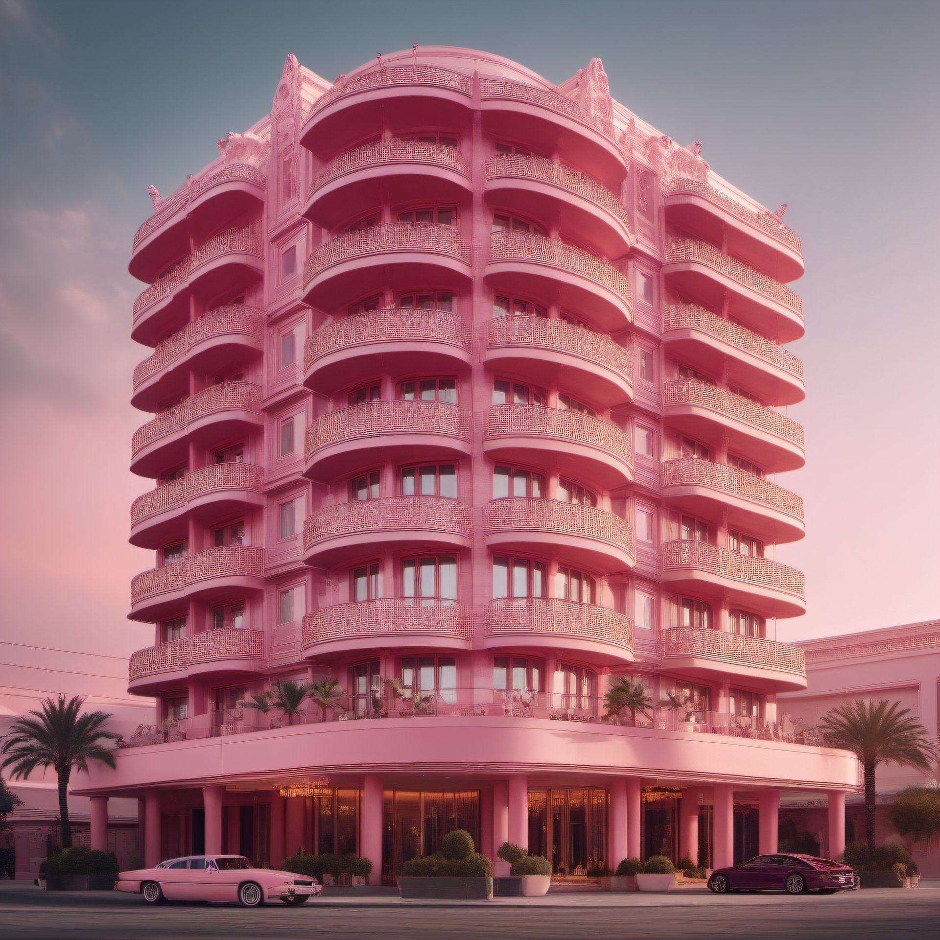 pink hotel architecture