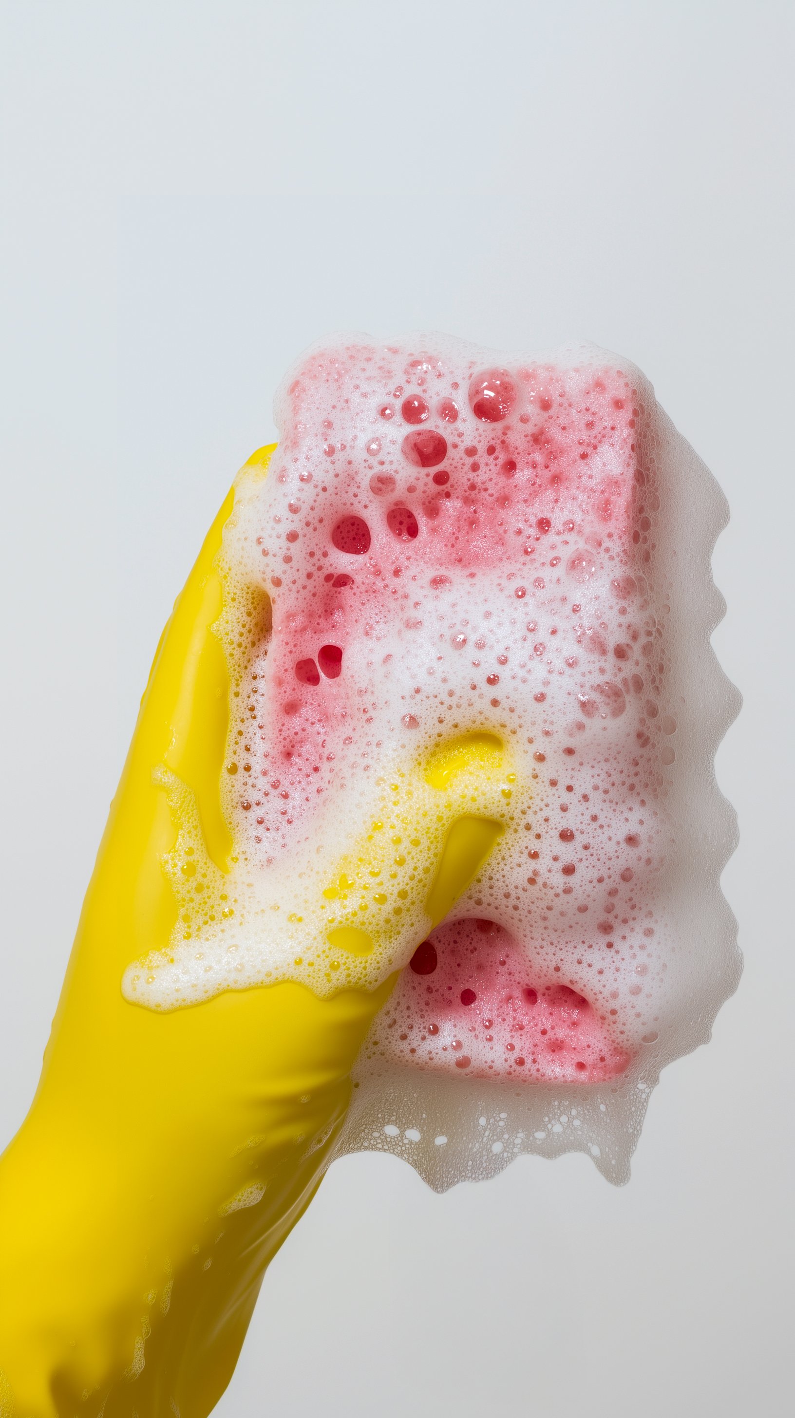 Foamy sponge with yellow glove